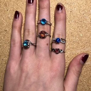 Silver Rings with Jewel Bundle
